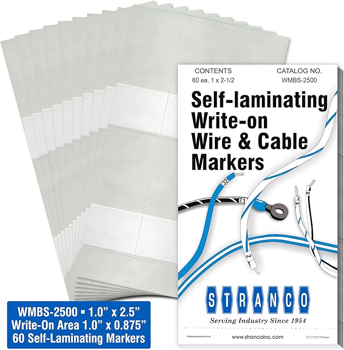 Premium Wire Marker Book for Cable Management, Vinyl-Coated, High-Tack Adhesive, Electric Panel Wire Label Stickers - 10 Pages, 1 Book, Blank Self-Laminating Write on Labels (Pack of 10)