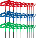 30-Piece T Handle Allen Wrench Set with Metric(2-10MM) & Inch(3/32-3/8) & Torx（T9-T50 Allen Hex Keys Wrench Set, 7.4 inches long, Cushion Grip
