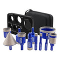 SHDIATOOL Diamond Drill Core Bits Kit Hole Saw Sets Diamond Drilling Mould Guide for Porcelain Tile Marble Ceramic Granite with Hollow EVA Guide Jig 11pcs(6/8/10/20/28/32/35/45/65/25MM/2inch)