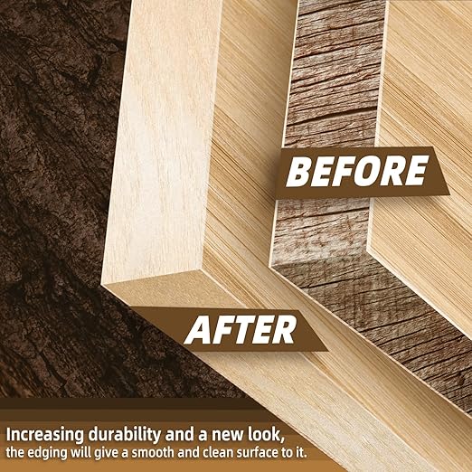 GSCIT Club Birch Edge Banding, 5/8 inch x 10ft roll of Veneer Edge Banding - Pre-glued Flexible, Real Wood Tape for Cabinet Repair & Furniture Restoration