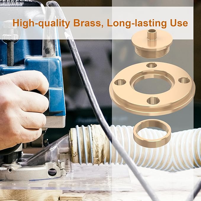 Template Guide Adapter, 1/4 Inch Solid Brass Routing Guide Bushings for Router Templates, Universal Quick Change Bushing Perfect for Routing Bushing Template