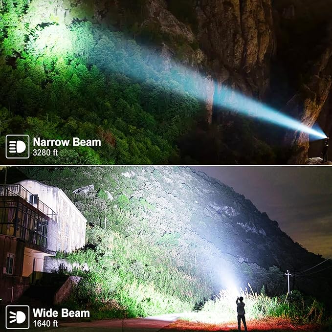 Rechargeable Flashlights 99000 High Lumens 2 Pack, Led Super Bright Flashlight with 5 Modes & IPX7 Waterproof, 15H Running Time, High Powered Flash Light for Home Camping Home Emergencies