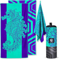 VENTURE 4TH Microfiber Beach Towel: Quick-Dry, Compact, Sand-Free, Absorbent, Sandproof and Lightweight - Perfect for Camping, Beach, and Roadtrips (Mandala Seahorse Design | 35x78 inches)