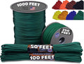 BORED? PARACORD! 550 lb Paracord - Ideal for Crafting, Camping, DIY Projects, Active & Military Outdoors - Strong Survival Rope - Tactical Parachute Cord Type III - Kelly Green 100 Feet