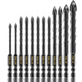 TITGGI 12PCS Masonry Drill Bit Set - Professional Concrete Drill Bits for Glass/Brick/Cement/Tile/Etc, Industrial Strength Carbide Cross Drill Bit Tips, 3/16"-1/2" by TITGGI