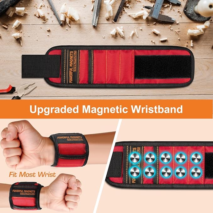 Stocking Stuffers for Men Women Gifts Magnetic Wristband: 2 Pack Men Gifts Tool Belt Magnet Wrist for Holding Screws Nails Christmas Gadget for Dad Adults Him Husband Who Have Everything Wants Nothing