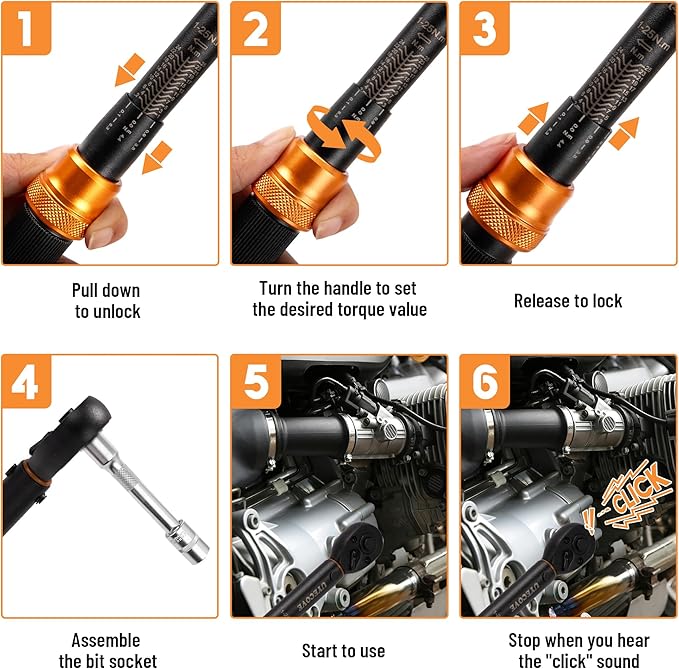 1/4-Inch Drive Click Torque Wrench Set, 33Pcs Bike Torque Wrench (1-25 N.M/10-222.5IN.LB), Bike Torque Wrench Set with Extension Bar for Bicycle Maintenance