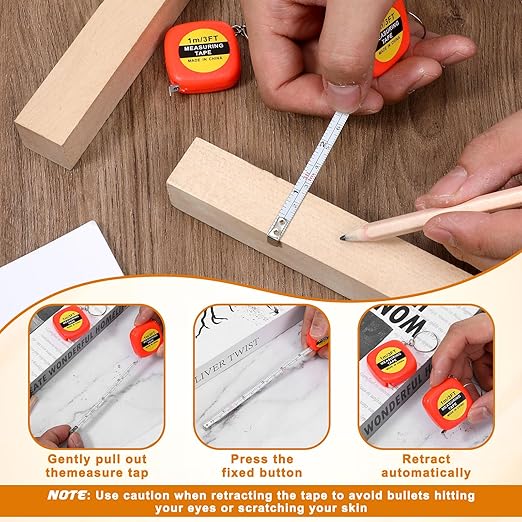80 Pack Mini Tape Measure Keychains, 3ft/ 1m Functional Small Retractable Measuring Tape Portable Easy Read Pocket Measurement Tape for Birthday Party Favors Engineer Crafter Daily Use(Orange)