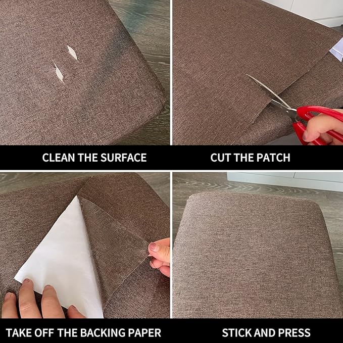 Fabric Repair Patches, 35X79 Inch Linen Repair Tape Self-Adhesive Fabric Patches Durable, DIY Large Linen Tape for Sofa, Couches, Furniture, Chair, Clothing （35X79 Inch, White）