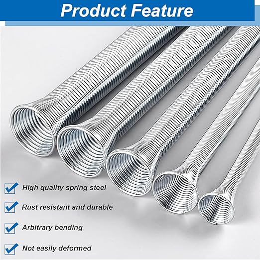 Tnisesm Spring Tube Bender Set 1/4'', 3/8'', 1/2'', 5/8'' and 3/4'' for Copper, Aluminum and Thin Wall Steel Tubing 13.7'' / 350mm Length