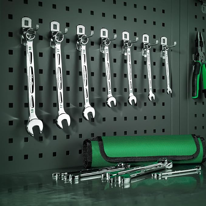 SK Combination Wrench Set, Metric 8 to 19mm, 12-Piece, SuperKrome Finish, Premium CR-V Construction, with Rolling Pouch