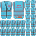 BeautyWill Custom Logo 10/20 Pack Safety Vest Class2 High Visibility Vest with Pockets Breathable Construction Vest Bulk