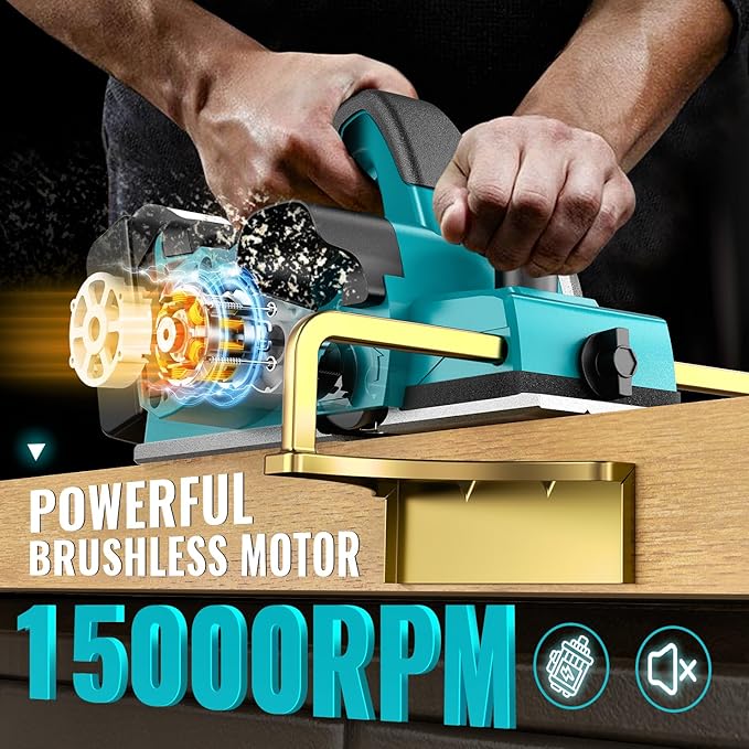 Cordless Electric Hand Planer: 3-1/4-Inch Handheld Planer Compatible with Makita 18V Battery (No Battery) - 15000 RPM Power Wood Planer for Woodworking, Carpentry, and Home DIY