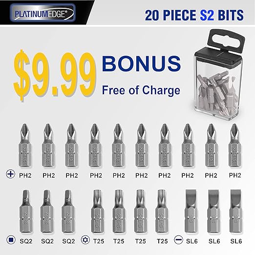 276pc Titanium Twist Drill Bit Set with S2 Bits 135° Tip High Speed Steel, Size from 1/16" up to 1/2", Ideal in Wood Cast Iron Aluminum Alloy Plastic Fiberglass, Clear Lid Case