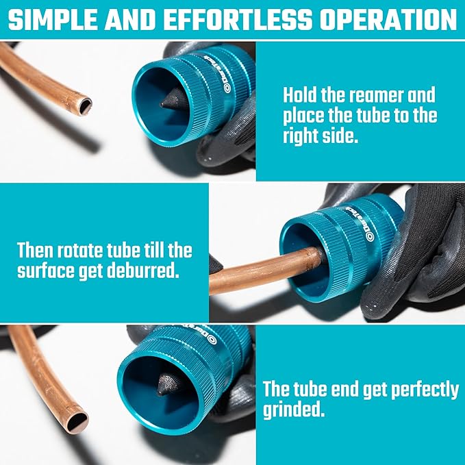 DURATECH Inner&Outer Tubing and Pipe Reamer, Pipe Deburring Tool, for Tubings from 1/4" to 1-1/4" O.D., Ideal for Copper, Stainless Steel, PVC, Brass, Aluminum, Soft Metal Pipes