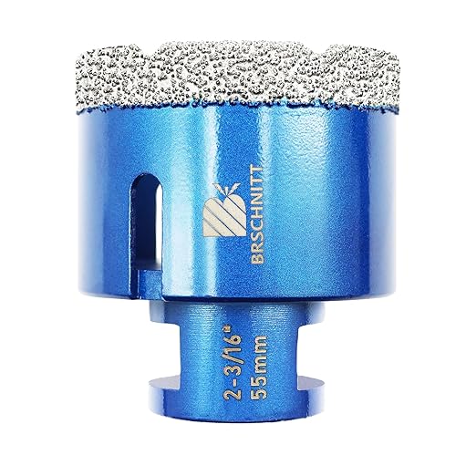 55mm Diamond Core Drill Bit for Porcelain Tile Ceramic Marble Granite Drilling,BRSCHNITT 1pc Vacuum Brazed Diamond Hole Saw with 5/8-11 Thread (55mm)