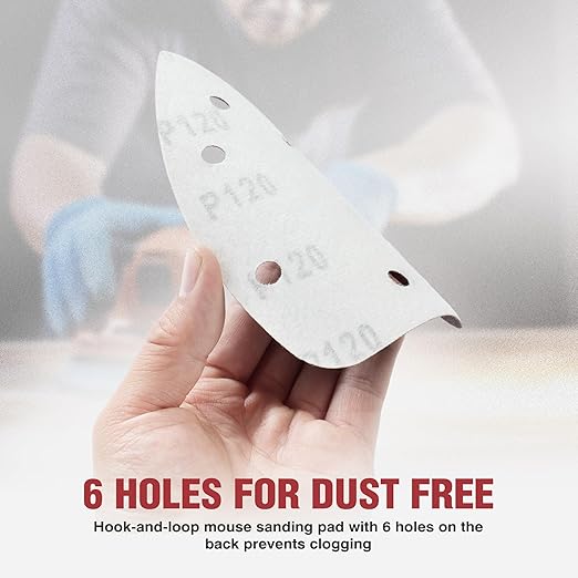 S SATC 36 PCS Mouse Sander Sandpaper 6 Holes Detail Sander Sandpaper Palm Sander Paper Hook and Loop Mouse Sanding Pads Assorted 60/80/100/120/180/240 Grit