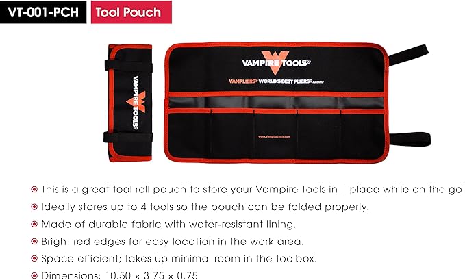 VAMPLIERS 4-Piece Stripped Screw Extractor Pliers Gift Set. Made in Japan. 8" Linesman, 7.5" Long Nose, 6.25" Multipurpose & 5" ESD Safe Pliers + Tool Pouch. Remove any Stripped/Damaged/Rusted Screws.