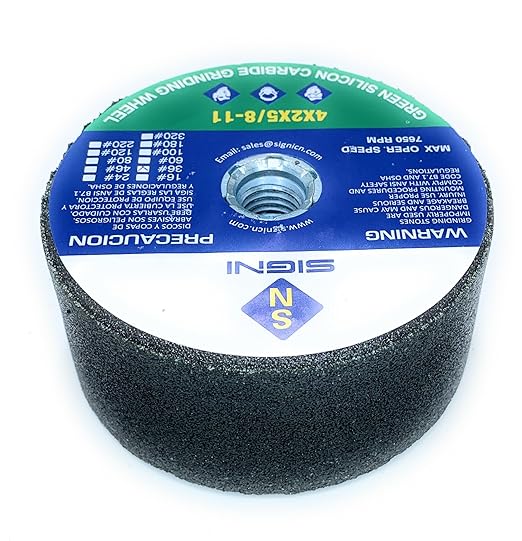 SIGNI 4-Inch Green SiC Grinding Stone with 5/8-11 Thread (36 Grit)