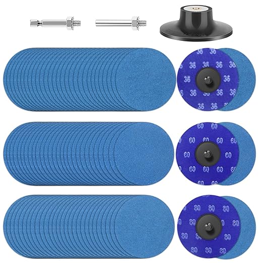 SUNJOYCO 90PCS 3 Inch Quick Change Grinding Discs, Zirconia Die Grinder Sanding Discs, Roll Lock Abrasive Disc with 1/4 Inch Shank, Surface Conditioning Disc, 36 60 80 Grit