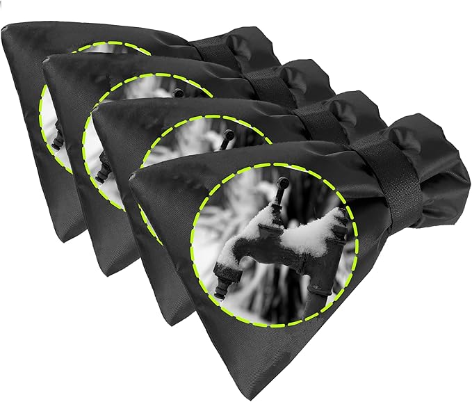 Outdoor Faucet Cover for Winter - Pro 7.1"W x 9.8"H - 4 PACK Outdoor Water Faucet Cover Socks for Winter Freeze Protection Pipe Insulation Reusable Waterproof Insulated Spigot backflow Cover - Black