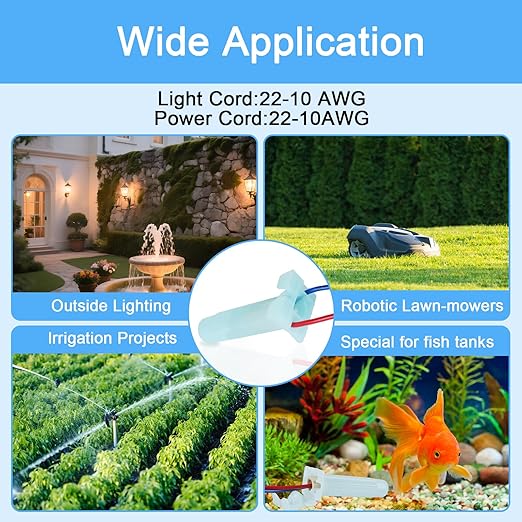 25 Pack Waterproof Direct Bury Wire Cable Splice Kit 22AWG-10AWG,Outdoor Seal Electrical Nuts Caps Cable Terminal Connector for Landscape Light, Irrigation Valves, Wet Location Installation