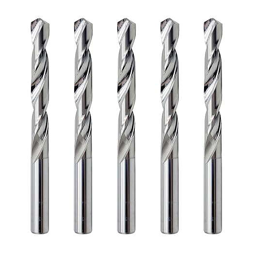 LUMA 3/8" Solid Carbide Jobber Drill Bits with Straight Shank and 118° Point Angle, Made from Tungsten Carbide Material,5-Pieces