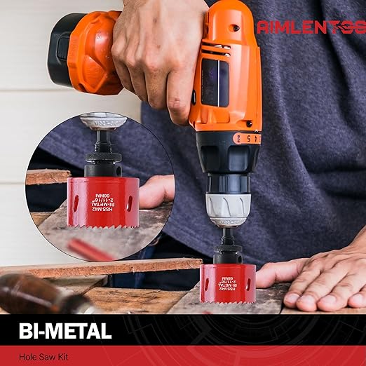 Bi-Metal Hole Saw Set, 22PCS Hole Saw Kit with Arbors and Drill Bits, 3/4" to 2-11/12" 12 PCS Saw Blades with case for Metal, Wood, Plywood, Drywall, PVC Board, and Plastic