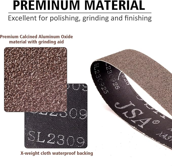 2 x 72 Inch Sanding Belts, 60/80/120/240/400/600 Grit Aluminum Oxide Metal Sanding Belts Assortment, 2x72 Grinding Belts for Knife Sharpening Metal Working, 6 Pack(2x72in)
