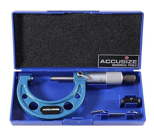 Accusize Industrial Tools 1-2 inch by 0.0001'' Ultra-Precision Outside Micrometer, Eg00-0002