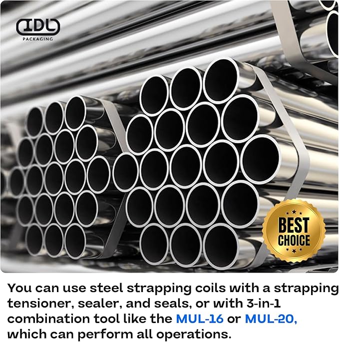 IDL Packaging 3/4" x .020" x 200' Steel Strapping Coil (1700 Lbs Break Strength) in Self-Dispensed Сardboard Box - Portable Strong Banding with Superior Cut-Resistance - Heavy Pallet Strapping