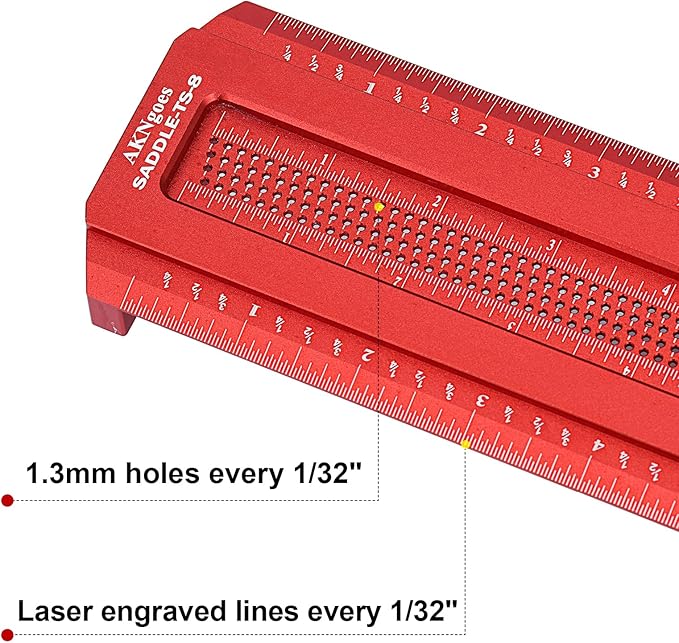 Woodworking Scriber Saddle T-Square Ruler 8in, for Carpenter Work, Layout and Measuring Tools