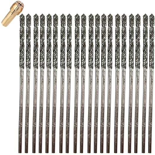 Drilax 1mm Diamond Drill Bit Set (20-Pcs) with Collet | Compatible with Dremel Rotary Tools | for Jewelry Making, Glass, Stone, Seashells & Gemstones