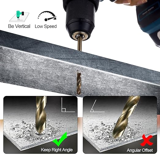 Cobalt Drill Bit Set for Hardened Metal and Stainless Steel, 122Pcs M35 High Speed Steel Twist Jobber Metal Drill Bits 1/16"-1/2", with Plastic Index Storage Case