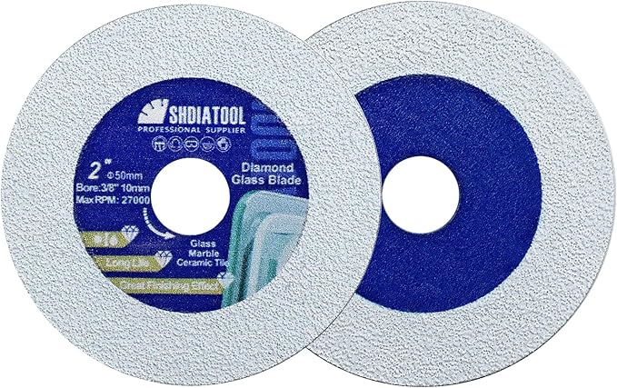 SHDIATOOL Glass Diamond Cutting Disc 2-Inch Saw Blade, Ultra-Thin Cut Off Wheel for Tile Ceramic Porcelain Marble 50mm (2 of Pack)