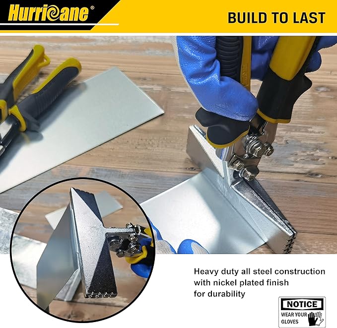 HURRICANE 6-Inch Straight Jaw Sheet Metal Hand Seamer, Bender Tool for Flattening and Bending, Pliers With Ergonomic TyreGrip Handle
