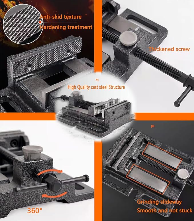 MYTEC Heavy Duty Vice for Drill Press, 5.0" Black, Quick Release Workbench Industrial Vise Clamp, High-grade cast steel Bench Clamp
