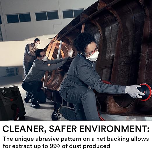 3M Xtract Net Disc 710W, 120+, 3 in, Die 300V, Pack of 50 Hook and Loop Sanding Discs, Virtually Dust-Free, Premium Option for Metal, Wood, Composites, Stock Removal, and Fine Finishing