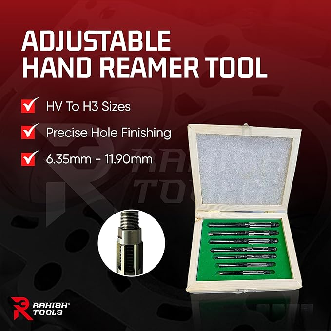 Adjustable Hand Reamer Tool HV to H3 Sizes - 1/4" to 15/32” Reaming Tool for Precise Hole Finishing with Carbon Steel Blades - Hand Tools Reamers for Metal & Wood - 6.35mm - 11.90mm