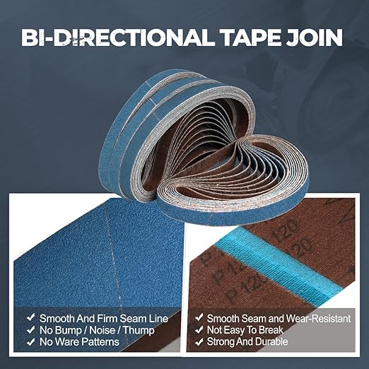 3/8 x 13 Inch Zirconia Sanding Belts, 40Pcs 10 Each of 40/60/80/120 Assorted Grits, Belt Sander Sanding Belt for Knife Blade Sharpening, Metal Polishing, Derusting, Woodworking