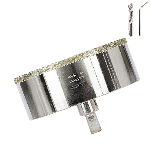 4-1/8inch | 105mm Diamond Hole Saw with Center Drill bit and Diamond-Coated Center Drill bit for Ceramic Glass Marble Fiberglass Granite and Porcelain Tiles by CENYB