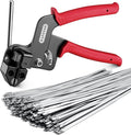 Stainless Steel Cable Tie Gun Kit-100PCS 11.8 inches 304 Heavy Duty Metal Zip Ties, 200LBS Tensile Strength & UV Resistant-for Fence, Exhaust Pipe, Chicken Coop & Industrial Use