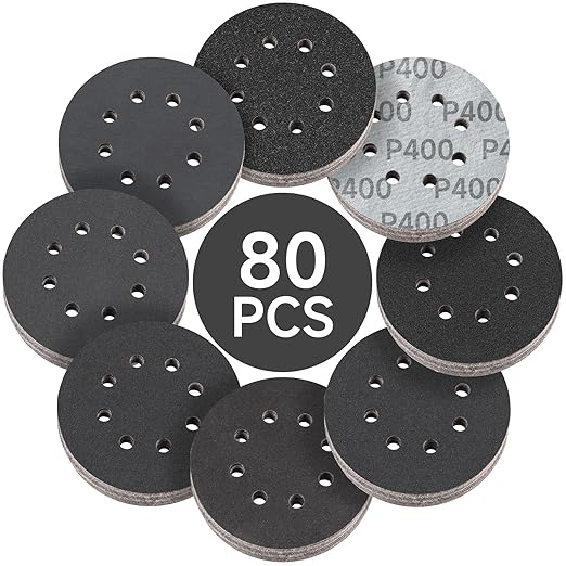 80PCS 5 inch Wet Dry Sanding Discs, Silicon Carbide Orbital Sander Hook and Loop Sandpaper 320 400 600 800 1000 1200 1500 2000 Grit, Best for Metal, Automotive Sanding