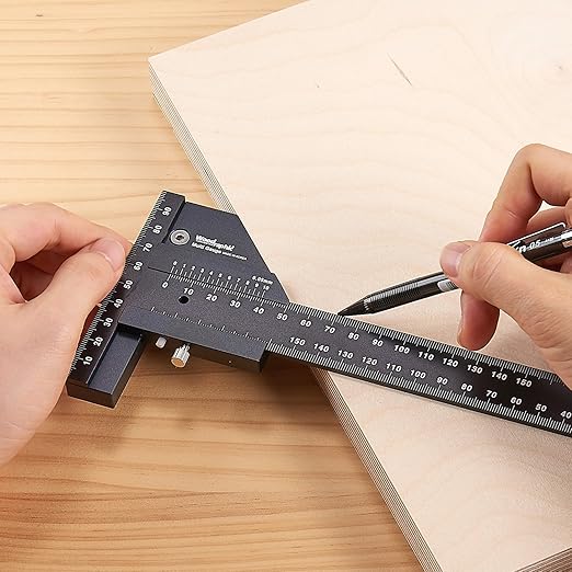 Scriber Gauge – Precision Marking Tool, Measuring Ruler, Layout Square, Thickness Gauge, CNC Aluminum Woodworking Tool for Joinery, Framing, Cabinet, DIY Projects (Old, 14 Inch)