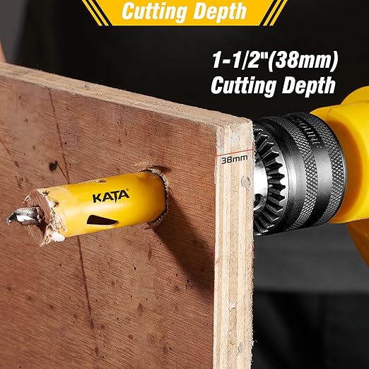 KATA Bi-Metal Hole Saw Kit, 28 Piece M42 Steel Hole Saw Set with 3/4" -4-3/4" (19-121mm), General Purpose Hole Saw Blades in Case with Arbors, Drill Bit, Hex Key for Thin Metal, Hard Wood, Drywall
