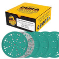 Dura-Gold Premium 220 Grit 6" Green Film Sanding Discs, 49-Hole Pattern, Box of 50 - Heavy-Duty Dustless Hook & Loop Backing Sandpaper for DA & Random Orbital Sanders, Sand Auto Paint, Wood Furniture