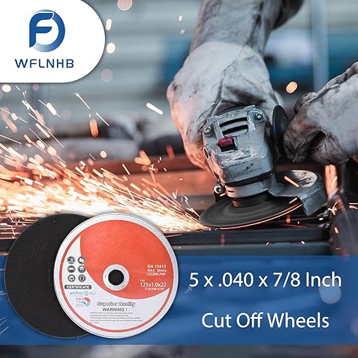 100 Pack 5 Inch Cut Off Wheels for Metal and Stainless Steel Cutting Discs for Angle Grinders 5 x .040 x 7/8 Inch