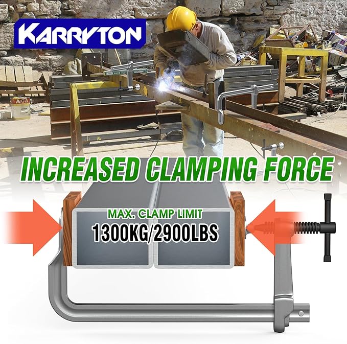 Heavy Duty F Clamps for Welding, 12" × 4-3/4" Throat Depth Drop Forged Steel Bar Clamps 2900LB Clamping Force 2-Pack