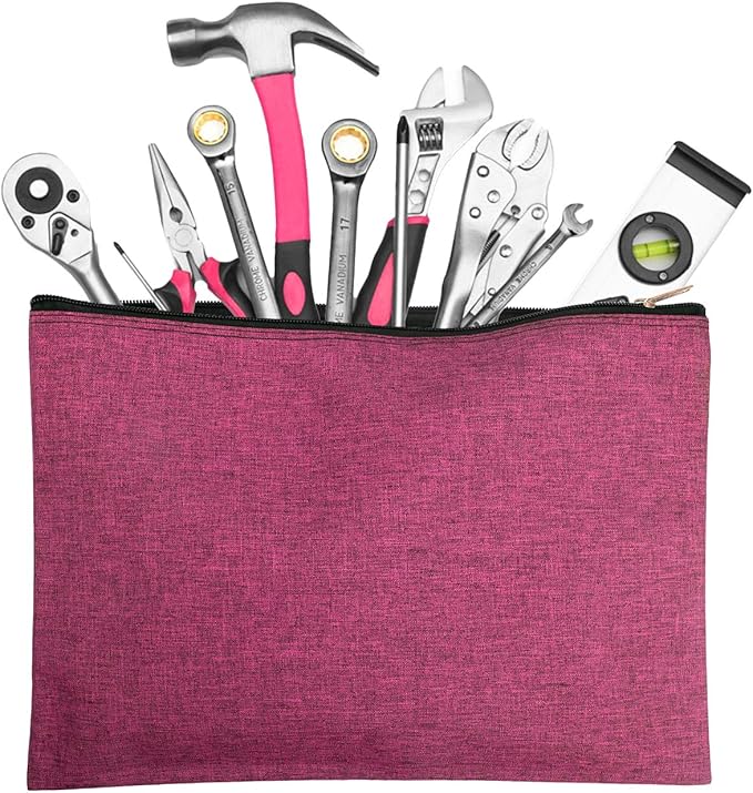 5 Pack Canvas Zipper Tool Bag Set, 13.3 x 9.4 14.4oz Heavy Duty Waterproof Multipurpose Utility Multi Tool Storage Pouch Case for Organizing and Sorting Household Tools, Spare Parts (5 Colors)