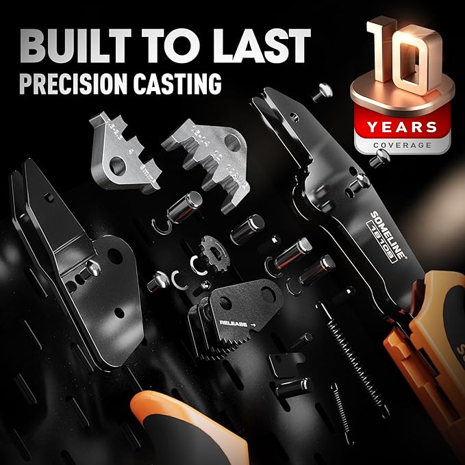 SOMELINE Wire Terminal Connector Crimping Tool Kit,3.9mm 4.8mm 6.3mm 18-10 AWG Crimper, Non-Insulated Copper Connector for Use on Connectors, Male Female Spade and Ring Terminal